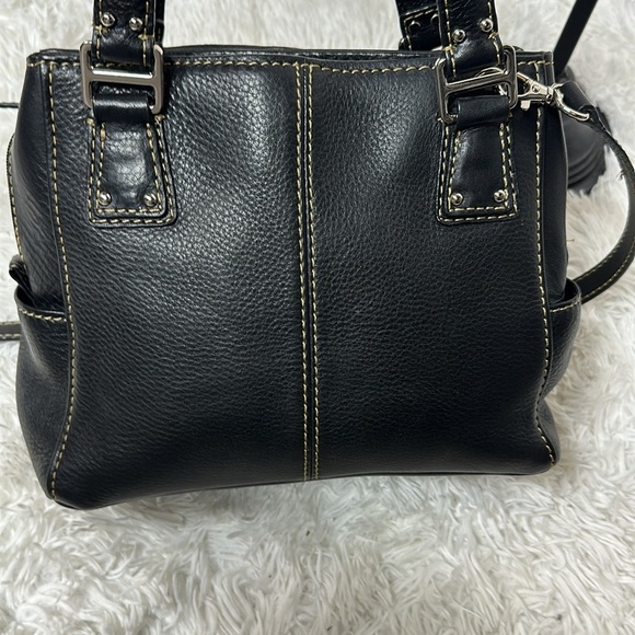 Fossil Black Pebble Leather Stitches Medium Shoulder Satchel HandBag Purse EUC. - Picture 3 of 12